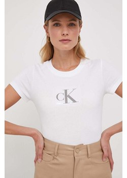 Calvin Klein Jeans t-shirt bawełniany damski kolor biały ze sklepu ANSWEAR.com w kategorii Bluzki damskie - zdjęcie 165343755