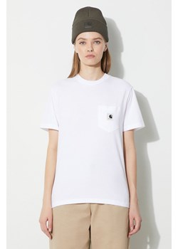 Carhartt WIP t-shirt bawełniany S/S Pocket T-Shirt damski kolor biały I032215.02XX ze sklepu PRM w kategorii Bluzki damskie - zdjęcie 165360916