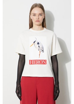 Heron Preston t-shirt bawełniany Heron Bird Painted Ss Tee damski kolor beżowy HWAA032F23JER0040425 ze sklepu PRM w kategorii Bluzki damskie - zdjęcie 165360926