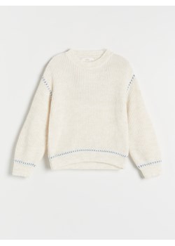 Reserved - Sweter z przeszyciami - złamana biel ze sklepu Reserved w kategorii Swetry dziewczęce - zdjęcie 165362098