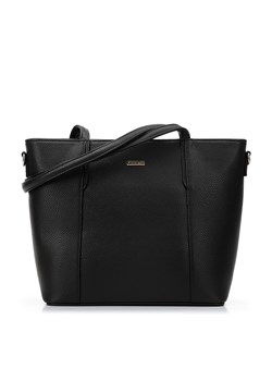 Torebka shopperka z ekoskóry z ozdobnym obszyciem czarna ze sklepu WITTCHEN w kategorii Torby Shopper bag - zdjęcie 165362258