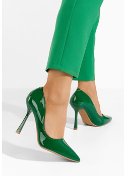 Zielone szpilki lakierowane Avilaga ze sklepu Zapatos w kategorii Czółenka - zdjęcie 165363759