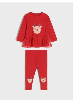 Sinsay - Komplet: koszulka i legginsy - czerwony ze sklepu Sinsay w kategorii Komplety niemowlęce - zdjęcie 165378096