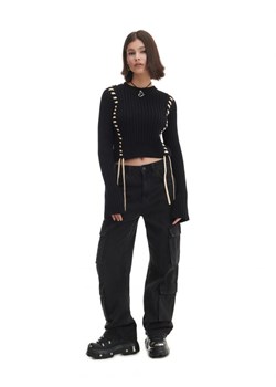 Cropp - Sweter z ozdobnymi wiązaniami - czarny ze sklepu Cropp w kategorii Swetry damskie - zdjęcie 165383967