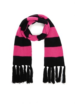 Cropp - Różowo-czarny szalik z frędzlami - różowy ze sklepu Cropp w kategorii Szaliki i chusty damskie - zdjęcie 165384069