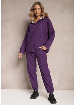 Ciemnofioletowy Komplet Dresowy 2-częściowy z Bluzą i Spodniami Vexira ze sklepu Renee odzież w kategorii Dresy damskie - zdjęcie 165384356