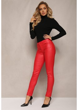 Czerwone Dopasowane Spodnie Push Up z Imitacji Skóry Lindrela ze sklepu Renee odzież w kategorii Spodnie damskie - zdjęcie 165384396