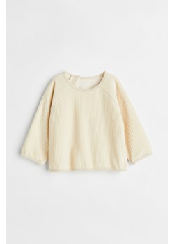 H & M - Welurowy top w prążki - Beżowy ze sklepu H&M w kategorii Kaftaniki i bluzki - zdjęcie 165394508