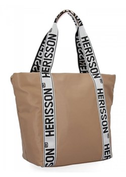 Modna Torebka Shopper Bag XL firmy Herisson Ciemno Beżowa ze sklepu torbs.pl w kategorii Torby Shopper bag - zdjęcie 165406768