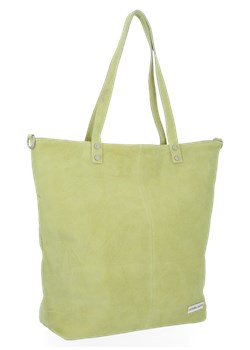 Torebka Skórzana VITTORIA GOTTI Made in Italy Limonka ze sklepu torbs.pl w kategorii Torby Shopper bag - zdjęcie 165409955