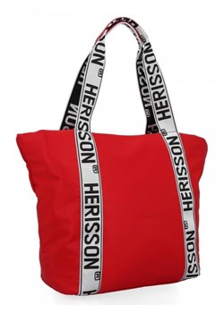 Modna Torebka Shopper Bag XL firmy Herisson Czerwona ze sklepu torbs.pl w kategorii Torby Shopper bag - zdjęcie 165410665