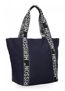 Modna Torebka Shopper Bag XL firmy Herisson Granatowa ze sklepu torbs.pl w kategorii Torby Shopper bag - zdjęcie 165411316