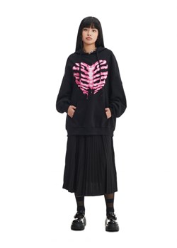 Cropp - Czarna bluza oversize z kapturem i nadrukiem - czarny ze sklepu Cropp w kategorii Bluzy damskie - zdjęcie 165416998