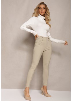 Jasnobeżowe Spodnie Skinny z Ozdobnymi Napami Eclaria ze sklepu Renee odzież w kategorii Spodnie damskie - zdjęcie 165427775