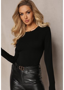 Czarny Dopasowany Casualowy Sweter z Okrągłym Dekoltem Eclariano ze sklepu Renee odzież w kategorii Swetry damskie - zdjęcie 165427855