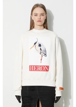 Heron Preston bluza bawełniana Heron Bird Painted Crewneck damska kolor beżowy z nadrukiem HWBA014F23JER0030425 ze sklepu PRM w kategorii Bluzy damskie - zdjęcie 165431165