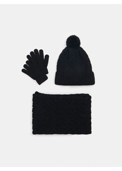 Sinsay - Komplet: czapka, szalk i rękawiczki - czarny ze sklepu Sinsay w kategorii Czapki dziecięce - zdjęcie 165444077