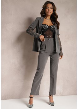 Szare Spodnie Garniturowe High Waist Zimara ze sklepu Renee odzież w kategorii Spodnie damskie - zdjęcie 165512289