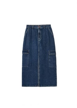 Cropp - Jeansowa spódnica cargo - niebieski ze sklepu Cropp w kategorii Spódnice - zdjęcie 165536715