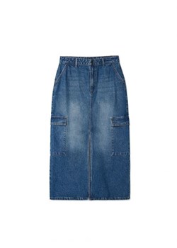 Cropp - Jeansowa spódnica cargo - niebieski ze sklepu Cropp w kategorii Spódnice - zdjęcie 165536716