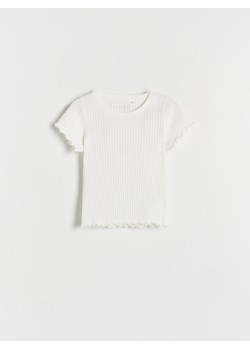 Reserved - T-shirt w prążek - złamana biel ze sklepu Reserved w kategorii Bluzki dziewczęce - zdjęcie 165537505