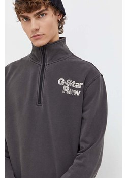G-Star Raw bluza bawełniana męska kolor szary z nadrukiem ze sklepu ANSWEAR.com w kategorii Bluzy męskie - zdjęcie 165566477