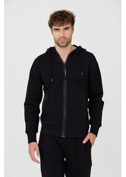 C.P. COMPANY Czarna bluza z kapturem Hooded Open, Wybierz rozmiar XXL ze sklepu outfit.pl w kategorii Bluzy męskie - zdjęcie 165575337