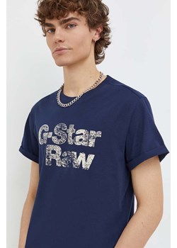 G-Star Raw t-shirt bawełniany męski kolor granatowy z nadrukiem ze sklepu ANSWEAR.com w kategorii T-shirty męskie - zdjęcie 165575827
