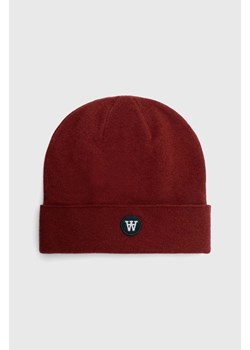 Wood Wood czapka wełniana kolor czerwony z grubej dzianiny wełniana ze sklepu PRM w kategorii Czapki zimowe damskie - zdjęcie 165580156
