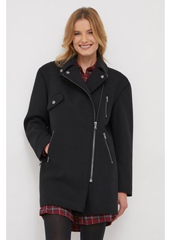 Sisley płaszcz z domieszką wełny kolor czarny przejściowy oversize ze sklepu ANSWEAR.com w kategorii Płaszcze damskie - zdjęcie 165580258
