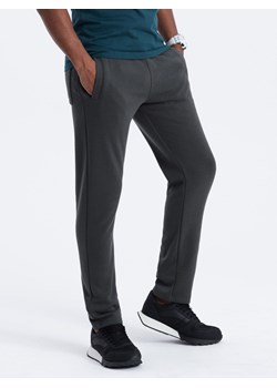 Spodnie męskie dresowe z prostą nogawką - grafitowe V10 OM-PABS-0155 ze sklepu ombre w kategorii Spodnie męskie - zdjęcie 165581305