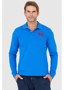 LA MARTINA Niebieskie polo z długim rękawem, Wybierz rozmiar L ze sklepu outfit.pl w kategorii T-shirty męskie - zdjęcie 165581635