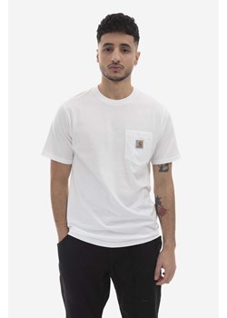 Carhartt WIP t-shirt bawełniany kolor biały gładki I030434.WHITE-WHITE ze sklepu PRM w kategorii T-shirty męskie - zdjęcie 165585239
