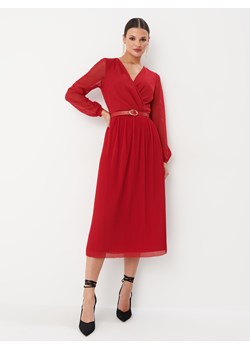 Mohito - Czerwona sukienka midi z kopertowym dekoltem - czerwony ze sklepu Mohito w kategorii Sukienki - zdjęcie 165589147