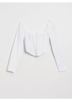 Gorsetowy top z długim rękawem biały ze sklepu House w kategorii Bluzki damskie - zdjęcie 165589187