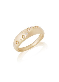 pierścionek z gwiazdkami i cyrkoniami, srebrny pozłacany ze sklepu ANIA KRUK w kategorii Pierścionki - zdjęcie 165591648
