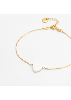 bransoletka z sercem z masy perłowej, srebrna pozłacana ze sklepu ANIA KRUK w kategorii Bransoletki - zdjęcie 165591945