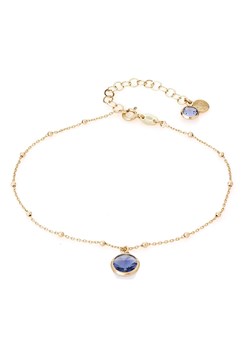 bransoletka na nogę z kryształem, srebrna pozłacana ze sklepu ANIA KRUK w kategorii Bransoletki - zdjęcie 165592199