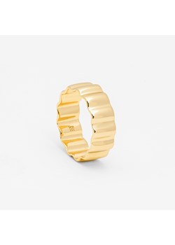 pierścionek z falistą fakturą pozłacany ze sklepu ANIA KRUK w kategorii Pierścionki - zdjęcie 165592426