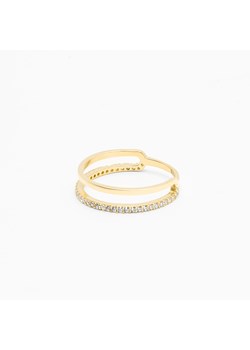pierścionek podwójny z cyrkoniami, złoty ze sklepu ANIA KRUK w kategorii Pierścionki - zdjęcie 165592436