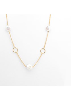 naszyjnik z perłami i kółkami, srebrny pozłacany ze sklepu ANIA KRUK w kategorii Naszyjniki - zdjęcie 165592515