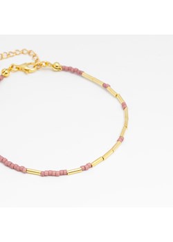 bransoletka z koralikami różowymi, srebna pozłacana ze sklepu ANIA KRUK w kategorii Bransoletki - zdjęcie 165592516