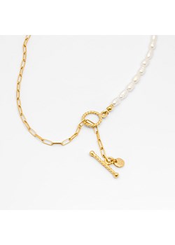 naszyjnik z perłami i łańcuchem, srebrny pozłacany ze sklepu ANIA KRUK w kategorii Naszyjniki - zdjęcie 165592549