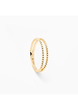 pierścionek podwójny z kuleczkami złoty ze sklepu ANIA KRUK w kategorii Pierścionki - zdjęcie 165592938