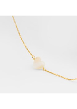 naszyjnik z sercem z masy perłowej, srebrny pozłacany ze sklepu ANIA KRUK w kategorii Naszyjniki - zdjęcie 165593009