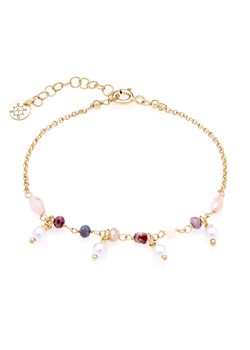 bransoletka z perłami i koralikami, srebrna pozłacana ze sklepu ANIA KRUK w kategorii Bransoletki - zdjęcie 165593196