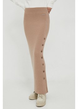 Calvin Klein spódnica wełniana kolor beżowy maxi ołówkowa ze sklepu ANSWEAR.com w kategorii Spódnice - zdjęcie 165602655