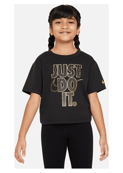 T-shirt dla małych dzieci o luźnym kroju Nike Shine - Czerń ze sklepu Nike poland w kategorii Bluzki dziewczęce - zdjęcie 165608289