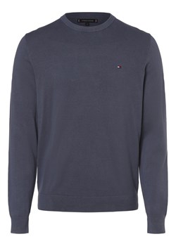 Tommy Hilfiger Sweter męski Mężczyźni drobna dzianina indygo jednolity ze sklepu vangraaf w kategorii Swetry męskie - zdjęcie 165630959