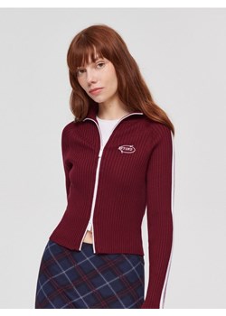 Rozpinany sweter ze stójką bordowy ze sklepu House w kategorii Swetry damskie - zdjęcie 165649166